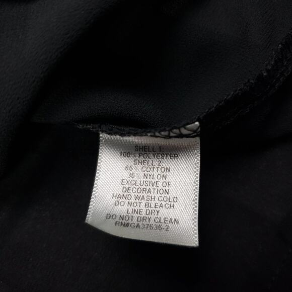 Monteau Black Ivory Lace Decorated Keyhole Back Blouse Women's Size Medium - Picture 4 of 7